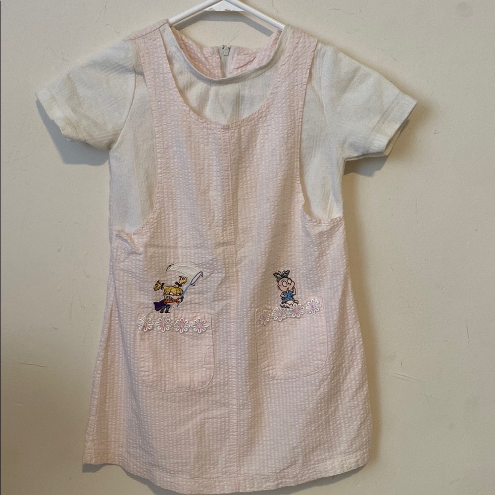 Pink and White Embroidered Dress with the "Rugrats Characters"